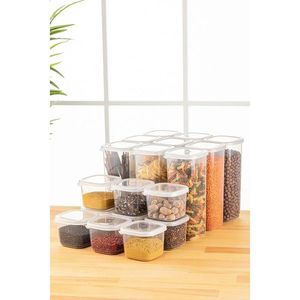 Set recipiente depozitare, Fremont, 964FRM5382, Plastic , Dimensiune: 10 x 10 x 9, 5 cm/ 550 ml (9 bucăți), Alb imagine
