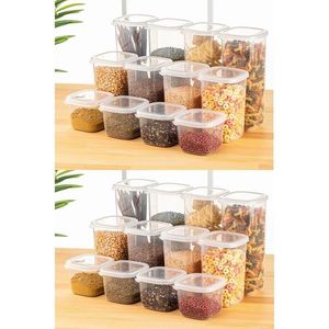 Set recipiente depozitare, Fremont, 964FRM5378, Plastic , Dimensiune: 10 x 10 x 9, 5 cm/ 550 ml (8 bucăți), Alb imagine