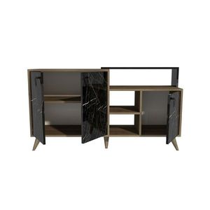 Masuta de cafea, Bexley, Black Line, 80x80x40 cm, PAL, Nuc / Negru imagine
