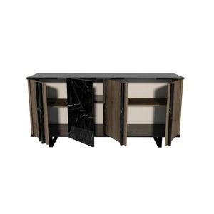 Masuta de cafea, Bexley, Gold Line, 80x80x40 cm, PAL, Nuc / Negru imagine