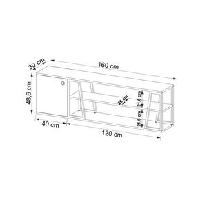 Comoda TV, Arnetti, Lissa Dolapli Tv Stand, 160x30x48 cm, PAL, Safir / Negru imagine
