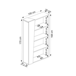 Corp biblioteca, Arnetti, Clark, 100x30x170 cm, PAL, Nuc / Bej imagine