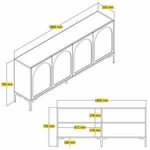 Consola, Hommy Craft, Lyon 79, 180x79x35 cm, PAL, Crem/Negru imagine