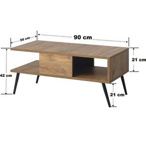 Masuta de cafea, Kalune Design, Bukle, 90x40x50 cm, PAL, Pin Atlantic / Negru imagine