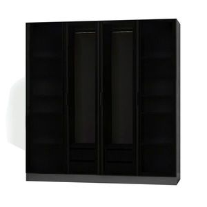 Dulap pentru haine, Minerva, Kale, 180x190x52 cm, PAL, Antracit / Negru imagine