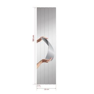 Oglinda decorativa, Mirrorland, Rectangular Stripe, Oglinda acrilica;MDF, Argintiu imagine