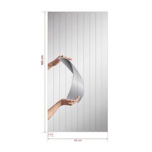 Oglinda decorativa, Mirrorland, Rectangular Stripe, Oglinda acrilica;MDF, Argintiu imagine