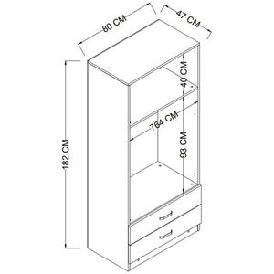Dulap pentru haine, Miwood, Yaman 1600-042, 80x182x47 cm, PAL, Alb mat imagine