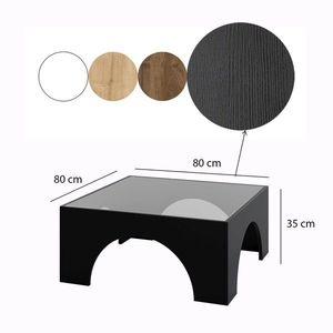 Masuta de cafea, Neostill, Seine, 80x35x80 cm, Sticla temperata, Negru/Transparent imagine
