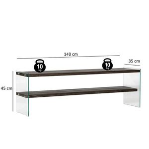 Comoda TV, Neostill, Aqua TV, 140x45x35 cm, Sticla temperata, Antracit imagine