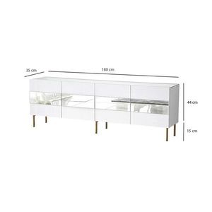 Comoda TV, Neostill, Leon, 180x59x35 cm, PAL, Alb/Auriu imagine
