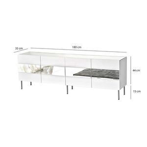 Comoda TV, Neostill, Leon, 180x59x35 cm, PAL, Alb / Argintiu imagine
