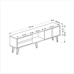 Comoda TV, Olivia, Vania Fireplace, 150x50x29 cm, PAL , Alb / Argintiu imagine