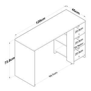 Birou, Rani, HA108, 120x73 cm, PAL, Nuc / Antracit imagine
