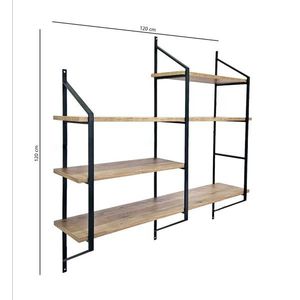 Raft de perete, Valovi, Raffy6, 120x120x28 cm, PAL, Negru / Pin Atlantic imagine