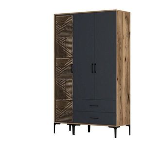 Dulap pentru haine, Hommy Craft, Kumsal PT, 120x47 cm, PAL, Nuc / Antracit imagine