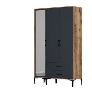 Dulap pentru haine, Hommy Craft, Kumsal RT, 120x47 cm, PAL, Nuc / Antracit imagine