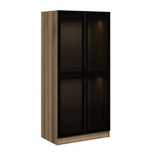 Dulap pentru haine, Minerva, Kale Glass Dark Grey1, 90x210x52 cm, PAL, Gri inchis imagine