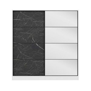 Dulap pentru haine, Minerva, Kale, 180x190x52 cm, PAL, Alb/Negru imagine