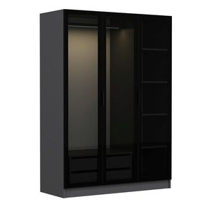 Dulap pentru haine, Minerva, Kale Anthracite Black, 135x190x52 cm, PAL, Antracit / Negru imagine