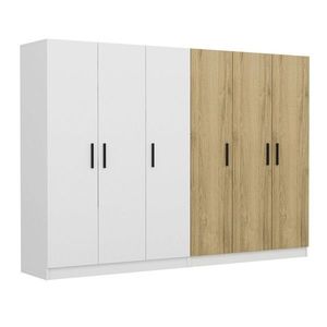 Dulap pentru haine, Minerva, Kale, 270x210x52 cm, PAL, Alb/Maro imagine