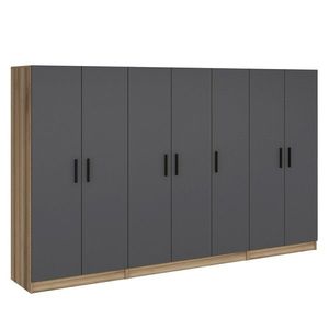 Dulap pentru haine, Minerva, Kale, 315x210x52 cm, PAL, Antracit imagine