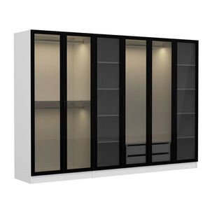 Dulap pentru haine, Minerva, Kale, 270x190x52 cm, PAL, Alb/Negru imagine