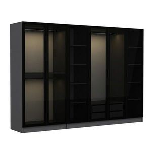 Dulap pentru haine, Minerva, Kale, 270x190x52 cm, PAL, Antracit / Negru imagine