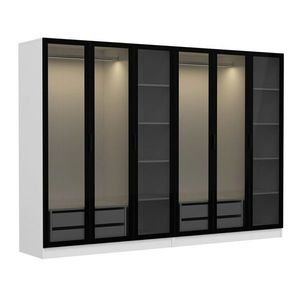 Dulap pentru haine, Minerva, Kale, 270x210x52 cm, PAL, Alb/Negru imagine