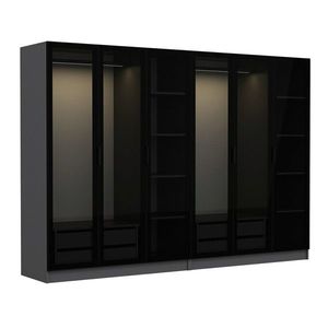 Dulap pentru haine, Minerva, Kale, 270x210x52 cm, PAL, Antracit / Negru imagine