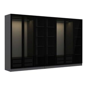 Dulap pentru haine, Minerva, Kale, 315x210x52 cm, PAL, Antracit / Negru imagine