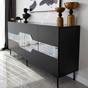 Consola, Neostill, Milan, 180x80x40 cm, PAL, Negru / Fume imagine