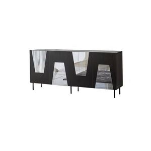Consola, Neostill, Venice, 180x80x40 cm, PAL, Negru / Fume imagine