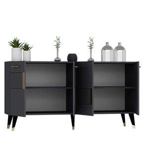Consola, Olivia, Moda, 150x79x40 cm, PAL , Antracit / Aur imagine