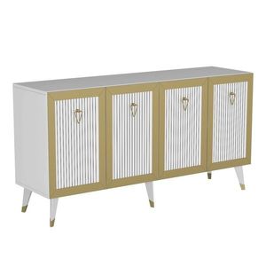 Consola, Olivia, Bare, 150x80x40 cm, PAL , Alb/Auriu imagine