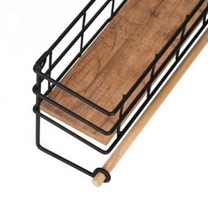 Raft de perete, Puqa Design, Gwen, 32x10x16 cm, PAL, Stejar / Negru imagine