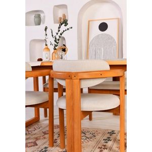 Set masa si scaune 5 piese, Vow Chair, Cheri 4S, Lemn de fag, Stejar / Crem imagine