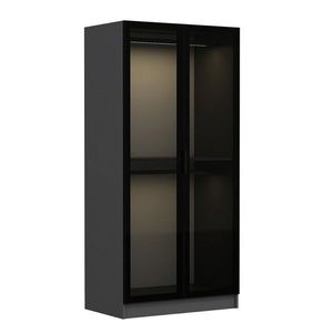 Dulap pentru haine, Minerva, Kale Glass Anthracite, 90x190x52 cm, PAL, Negru / Antracit imagine