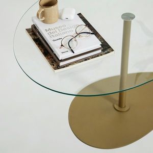 Masuta de cafea, Neostill, Porto, 90x40x60 cm, Sticla temperata, Transparent/Auriu imagine