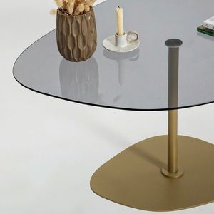 Masuta de cafea, Neostill, Soho, 85x40x67 cm, Sticla temperata, Gri inchis/Auriu imagine