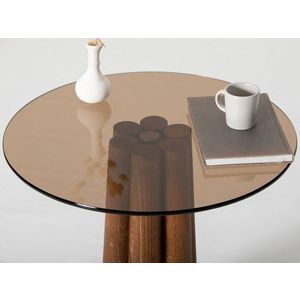 Masuta de cafea, Neostill, Thales, 50x50x50 cm, Sticla temperata, Bronz / Nuc imagine
