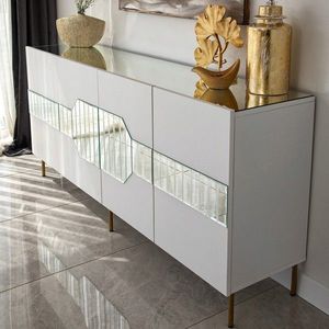 Consola, Neostill, Milan, 180x80x40 cm, PAL, Alb/Auriu imagine