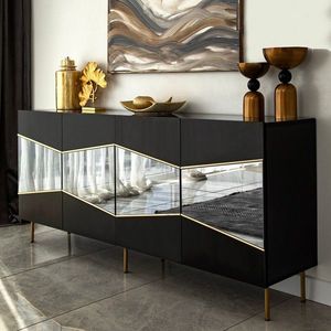 Consola, Neostill, Nice, 180x80x40 cm, PAL, Negru / Fume imagine