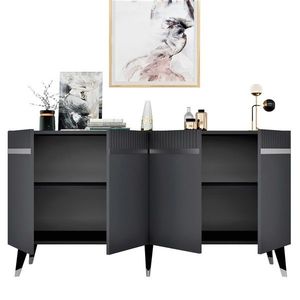 Consola, Olivia, Defne, 150x80x40 cm, PAL , Antracit / Argintiu imagine