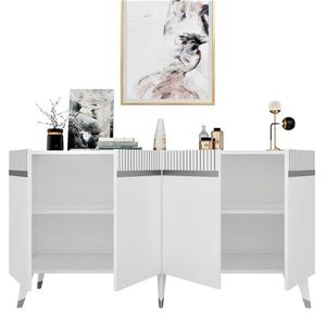 Consola, Olivia, Defne, 150x80x40 cm, PAL , Alb / Argintiu imagine