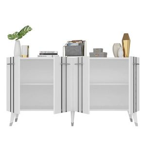 Consola, Olivia, Asel, 150x80x40 cm, PAL , Alb / Argintiu imagine