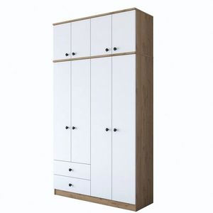 Dulap pentru haine, Rani, BA121, 120x216 cm, PAL, Nuc/Alb imagine
