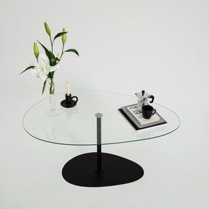 Masuta de cafea, Neostill, Porto, 90x40x60 cm, Sticla temperata, Transparent/Negru imagine