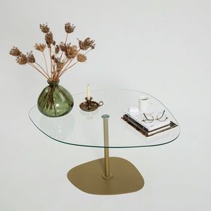 Masuta de cafea, Neostill, Soho, 85x40x67 cm, Sticla temperata, Transparent/Auriu imagine