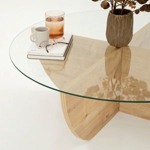Masuta de cafea, Neostill, Lily, 90x30x90 cm, Sticla temperata , Maro imagine